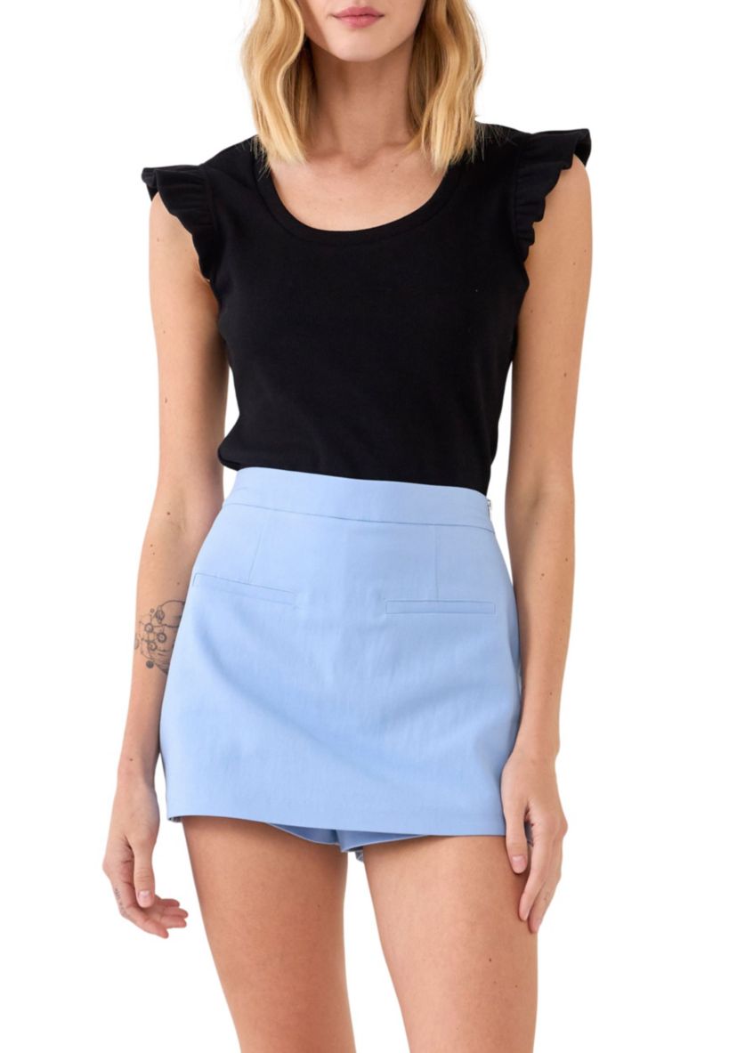 U-neckline Ribbed Knit Top