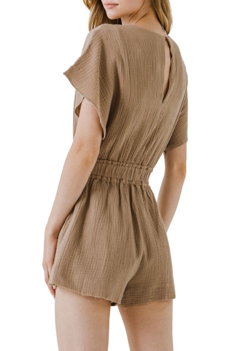 Relaxed Gauze Romper with Raw Edging