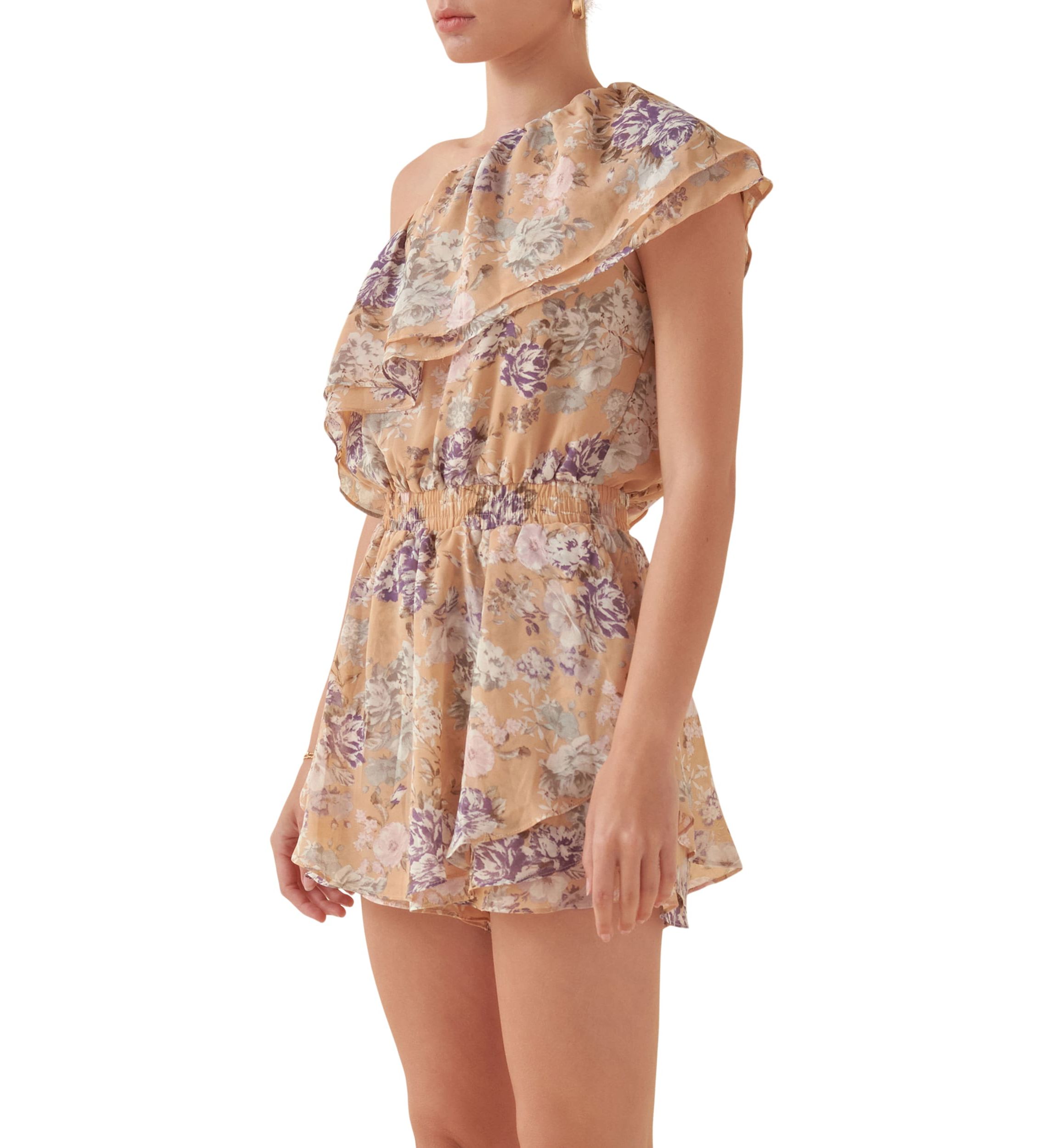 Floral One Shoulder Romper
