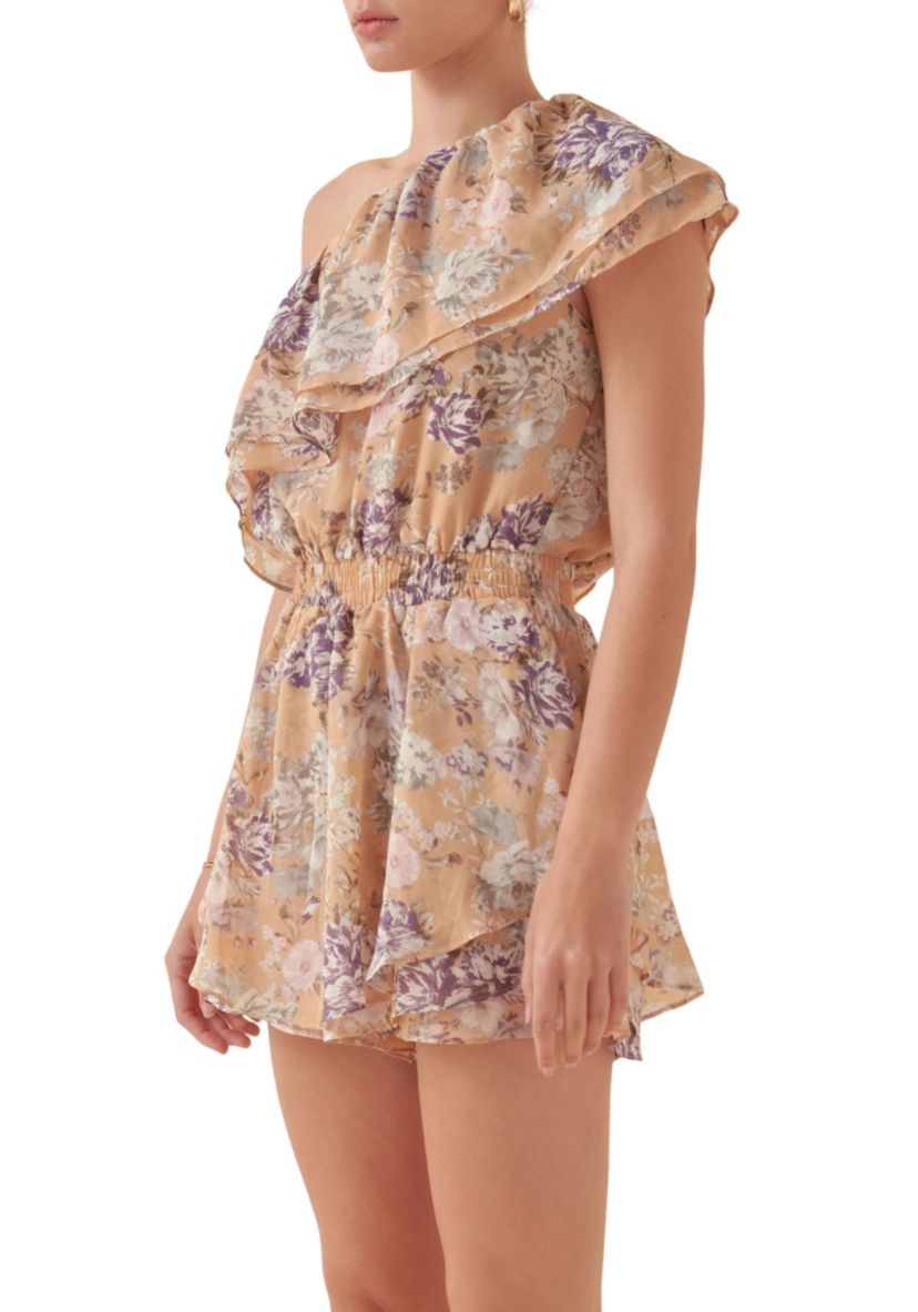 Floral One Shoulder Romper