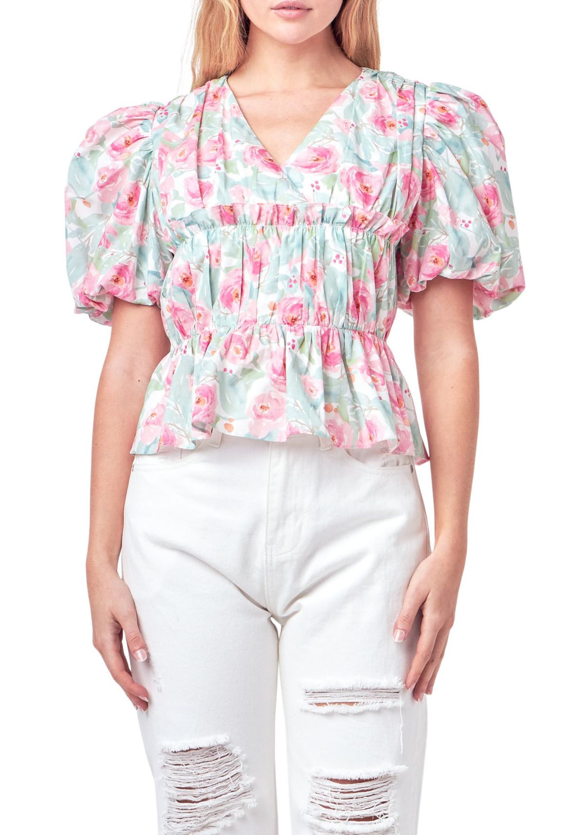 Floral Puff Sleeve Top