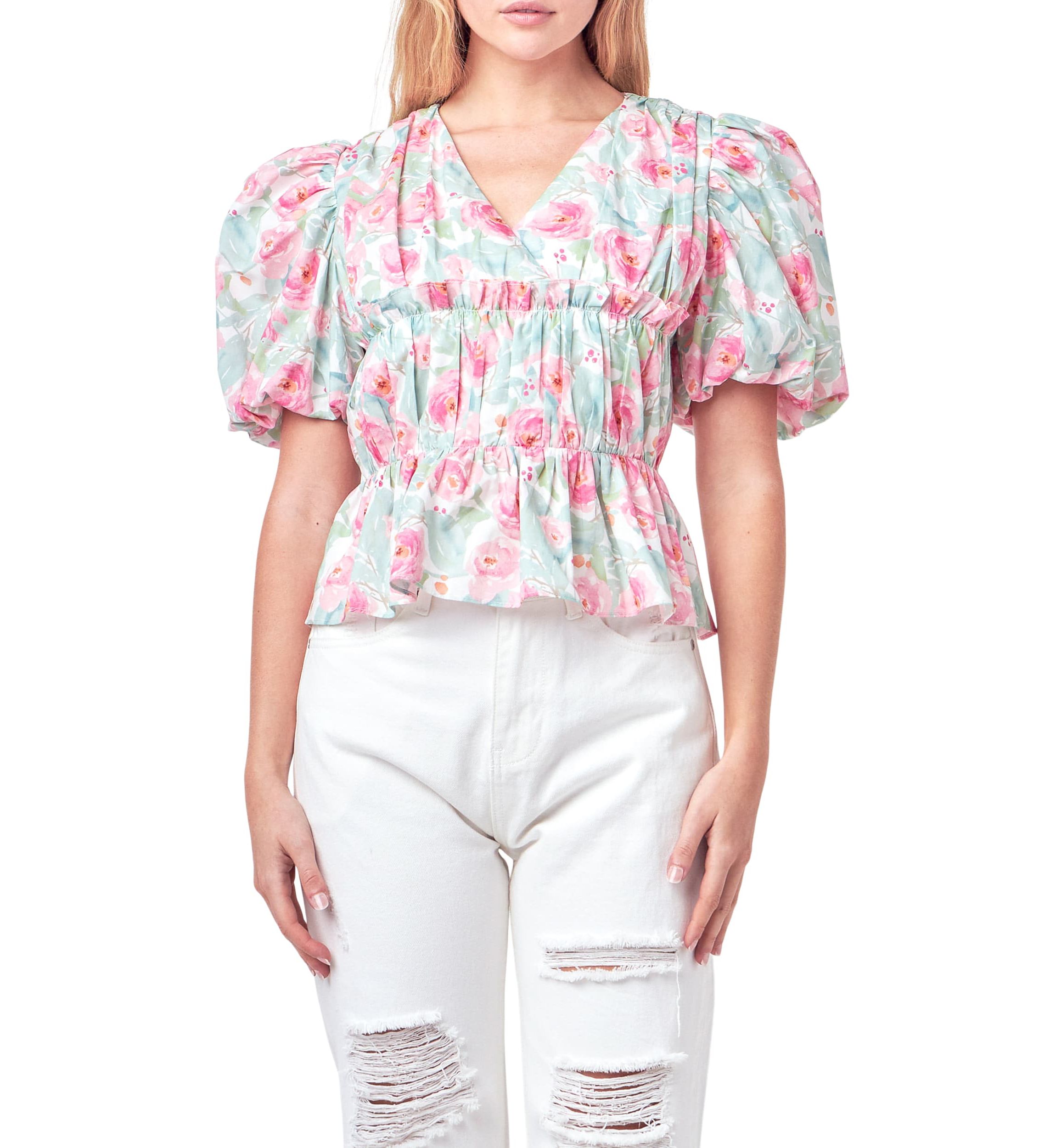 Floral Puff Sleeve Top