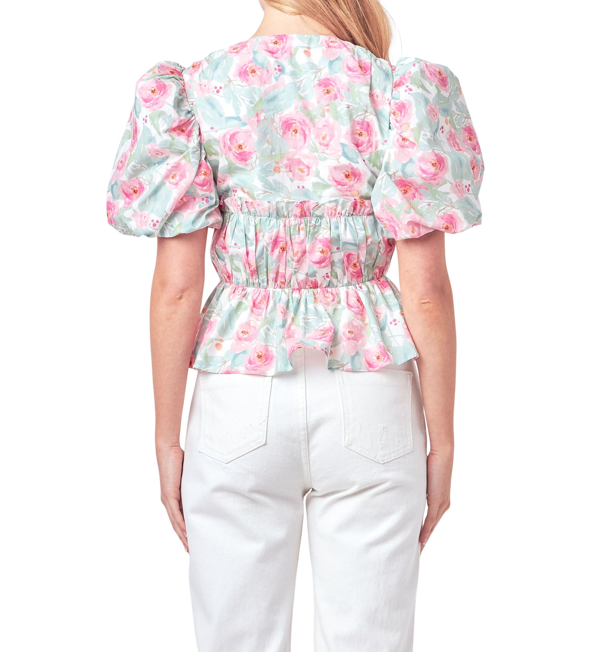 Floral Puff Sleeve Top