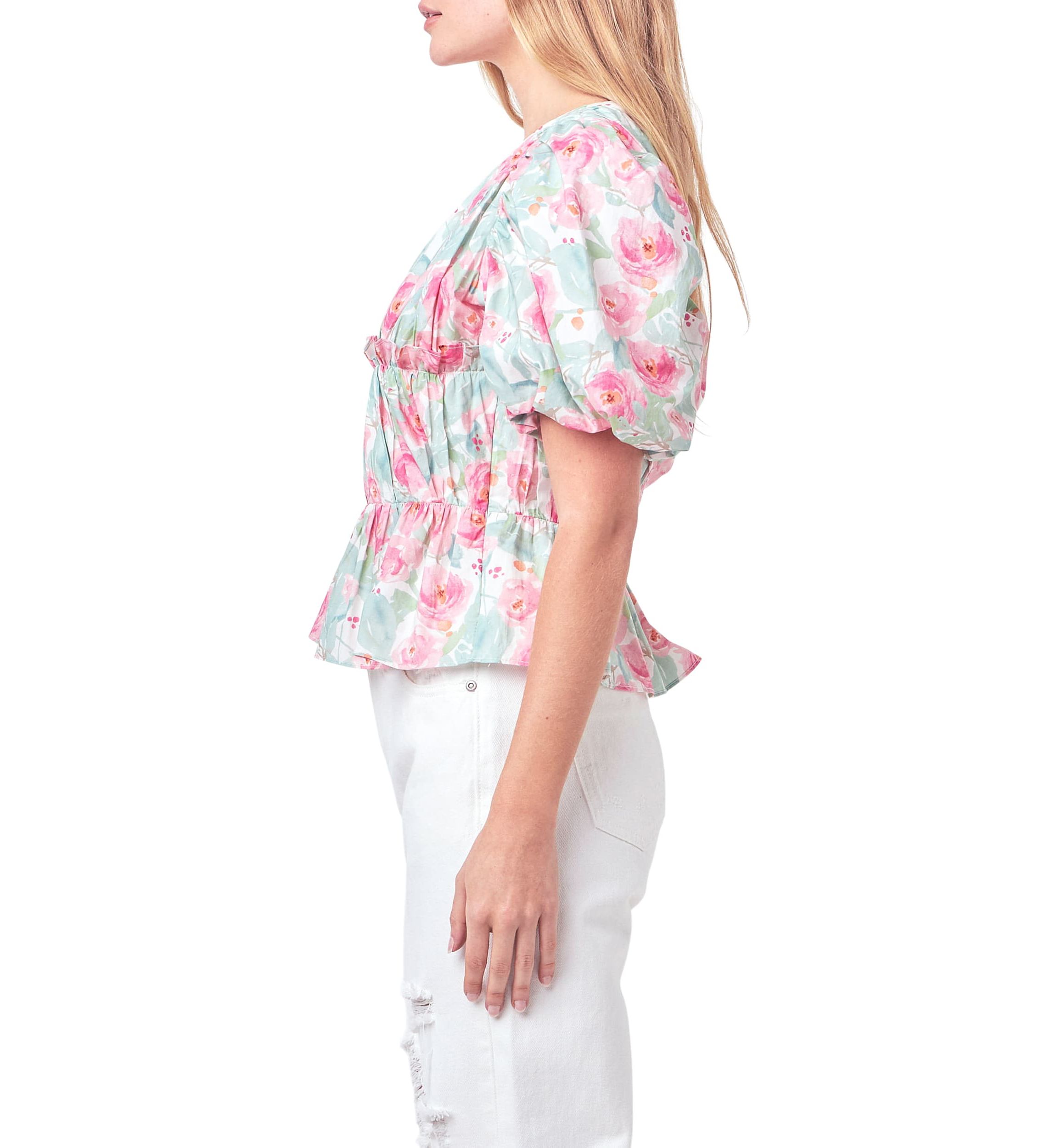 Floral Puff Sleeve Top