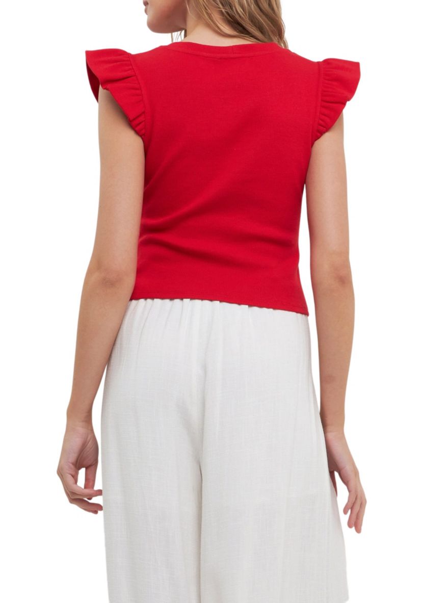 U-neckline Ribbed Knit Top