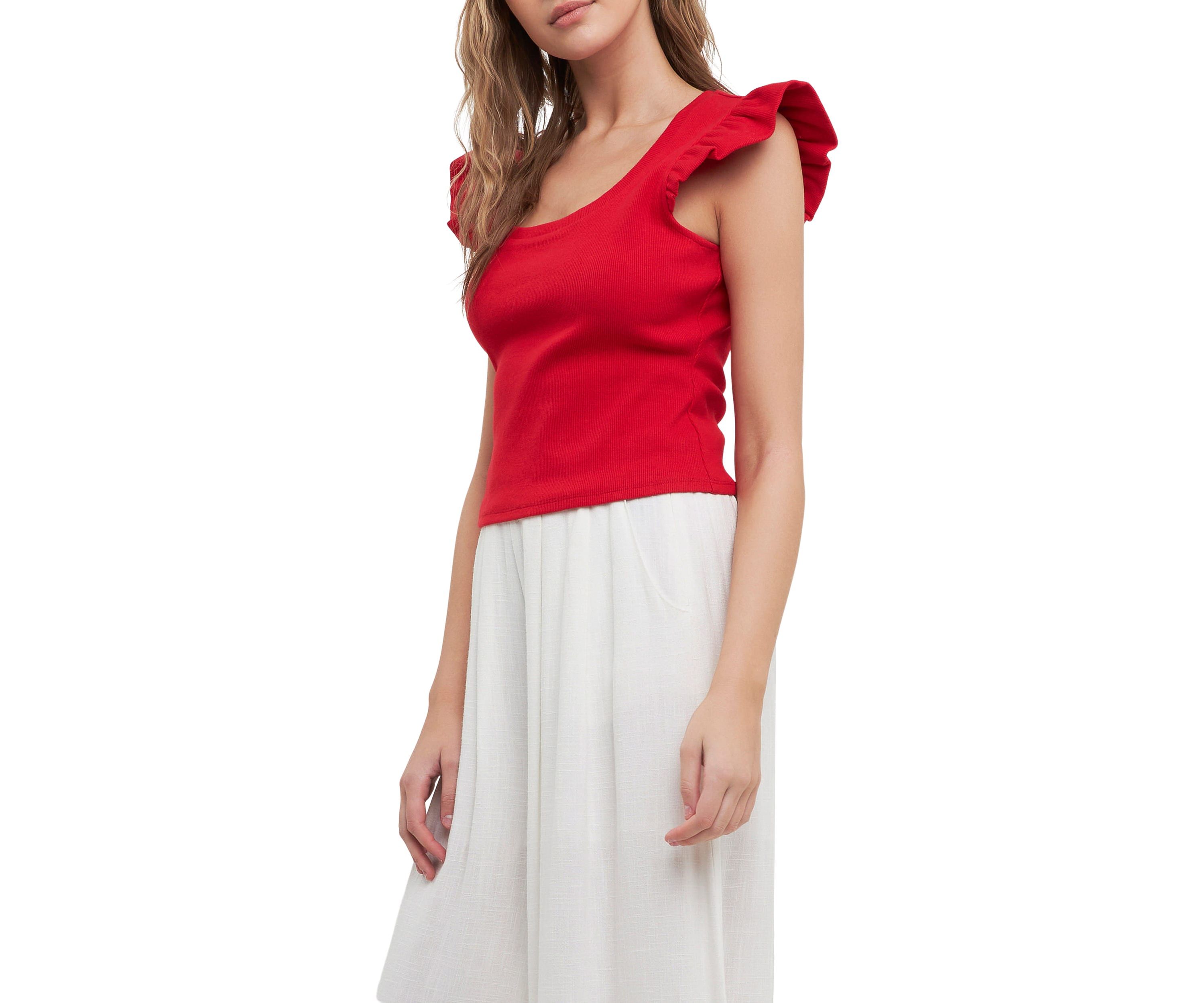 U-neckline Ribbed Knit Top