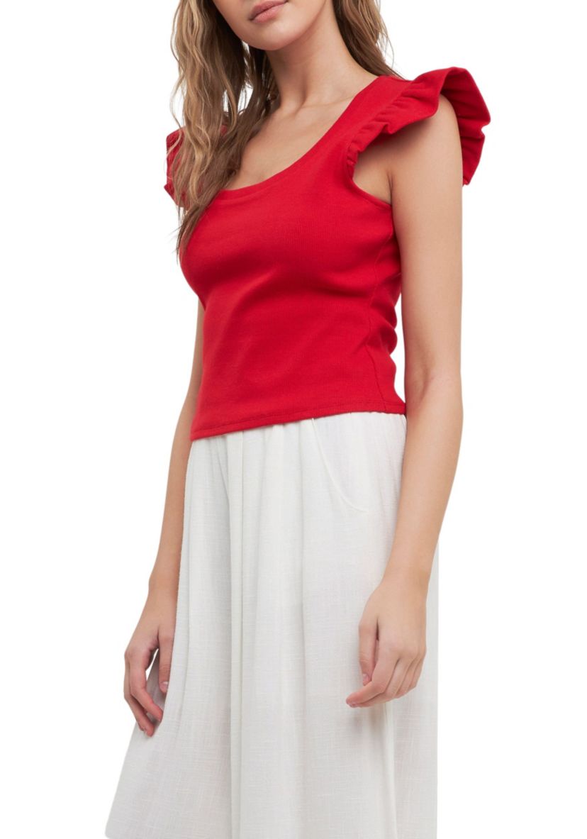 U-neckline Ribbed Knit Top