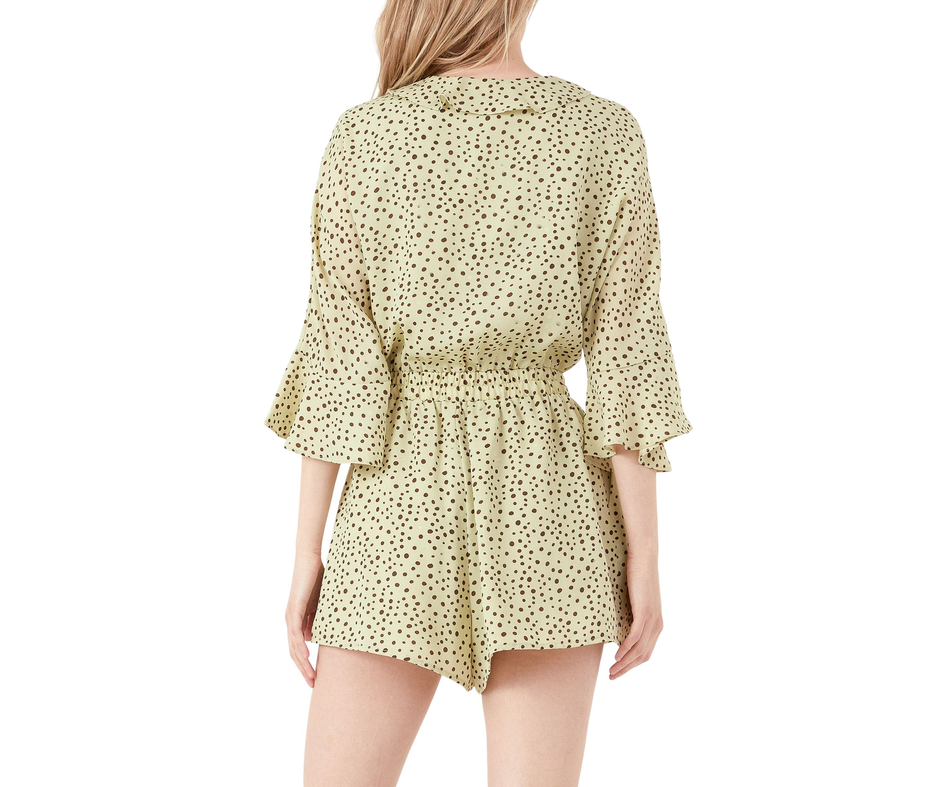 Polka Dot Tied Romper with Ruffles