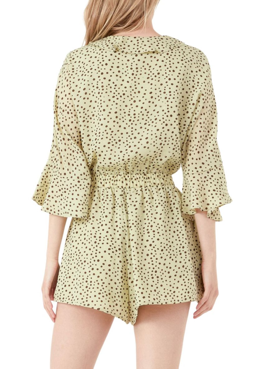 Polka Dot Tied Romper with Ruffles