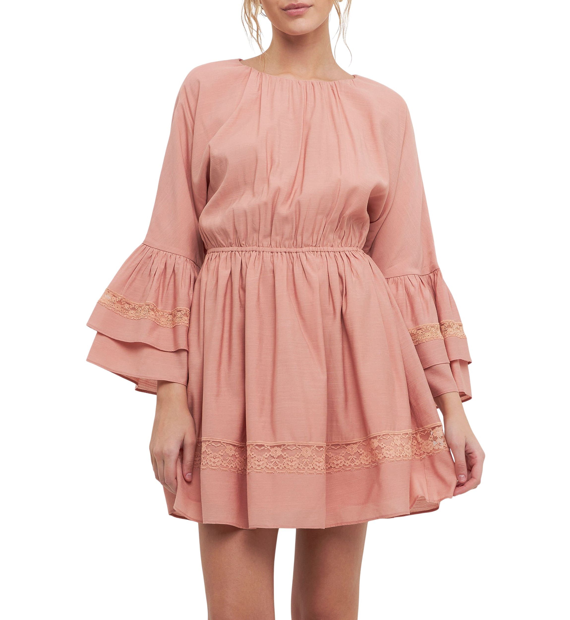 Laced Spg Tie Mini Dress