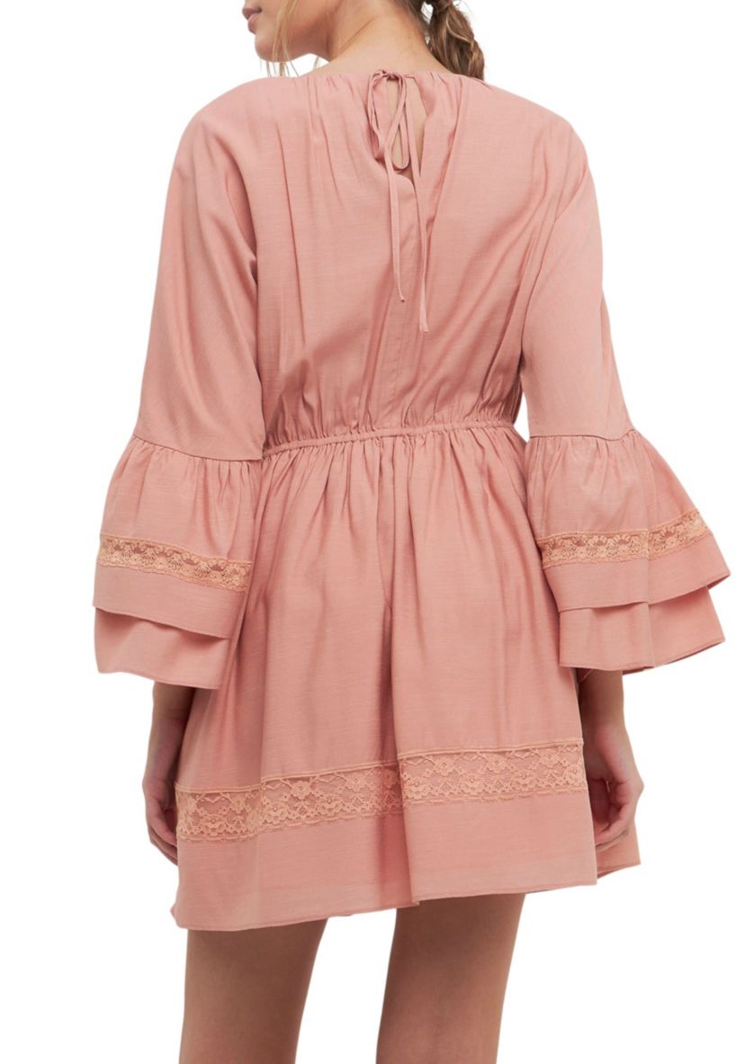 Laced Spg Tie Mini Dress