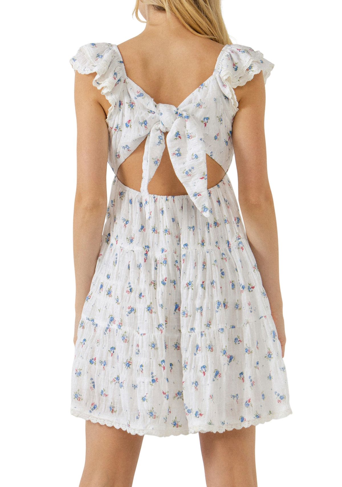 Floral Mini Dress with Back Tie Detail