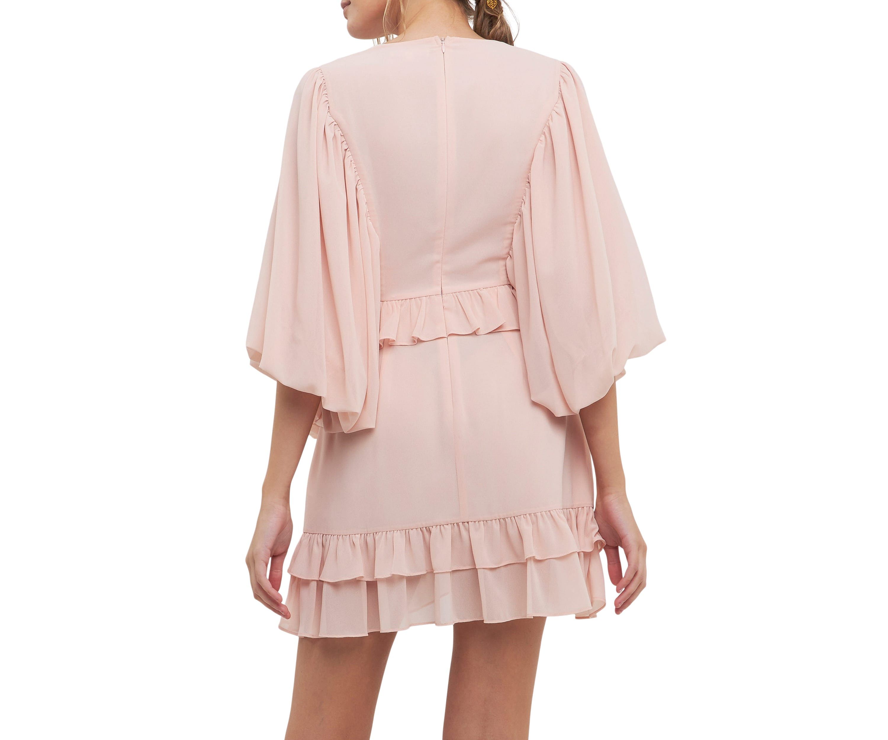 Ruffle Detail with Puff Sleeve Mini Dress