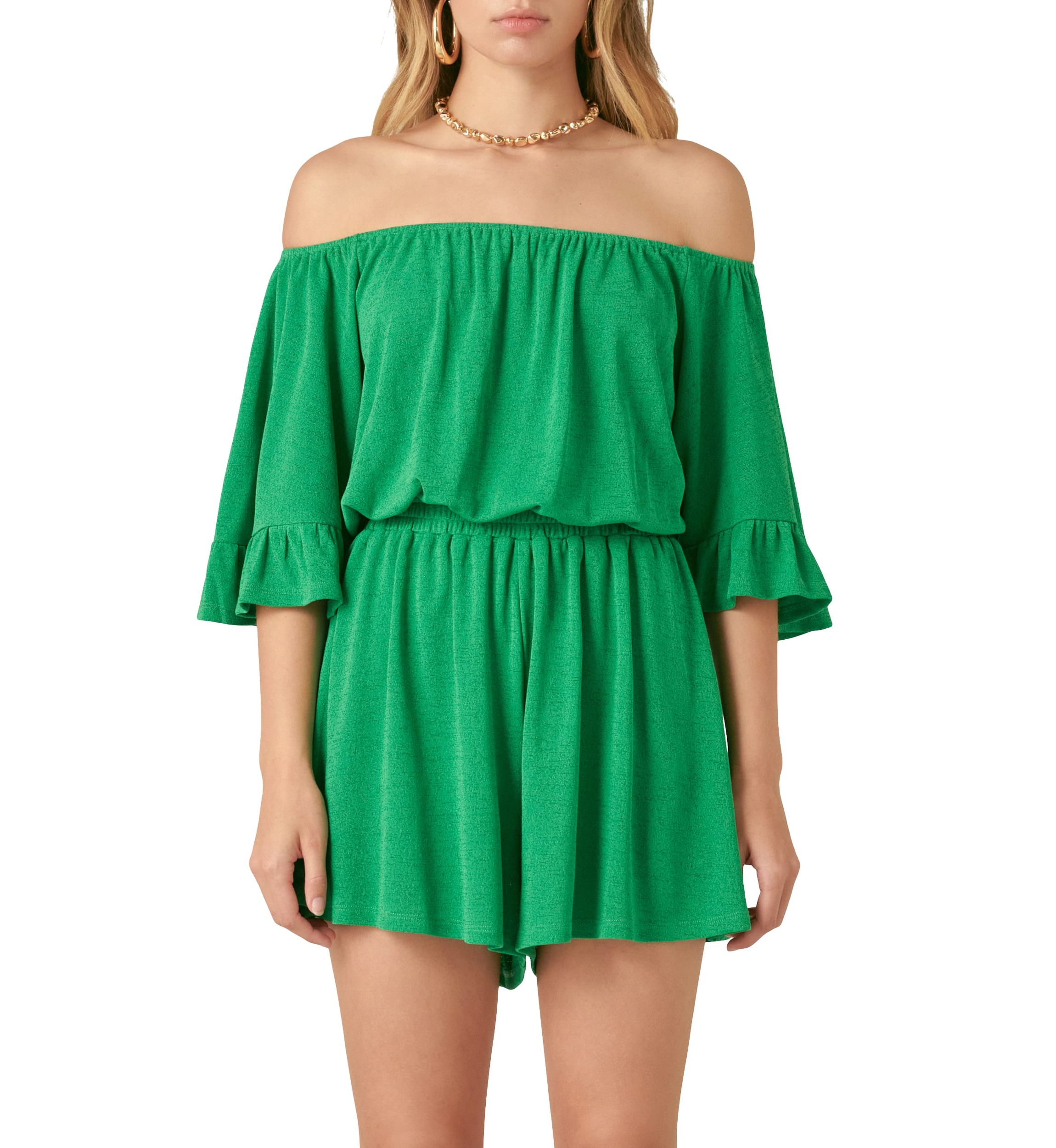 Off the Shoulder Knit Romper