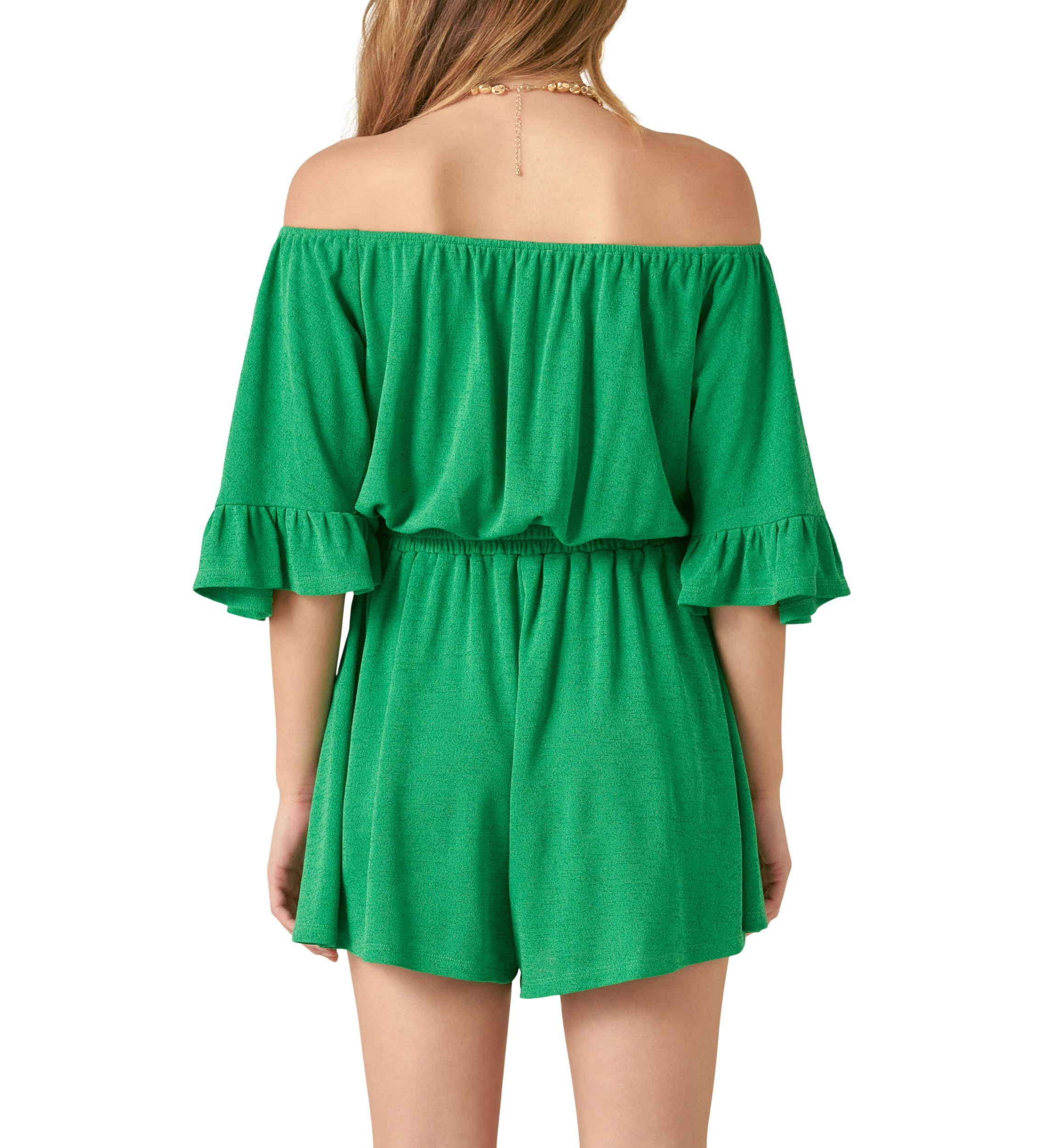 Off the Shoulder Knit Romper