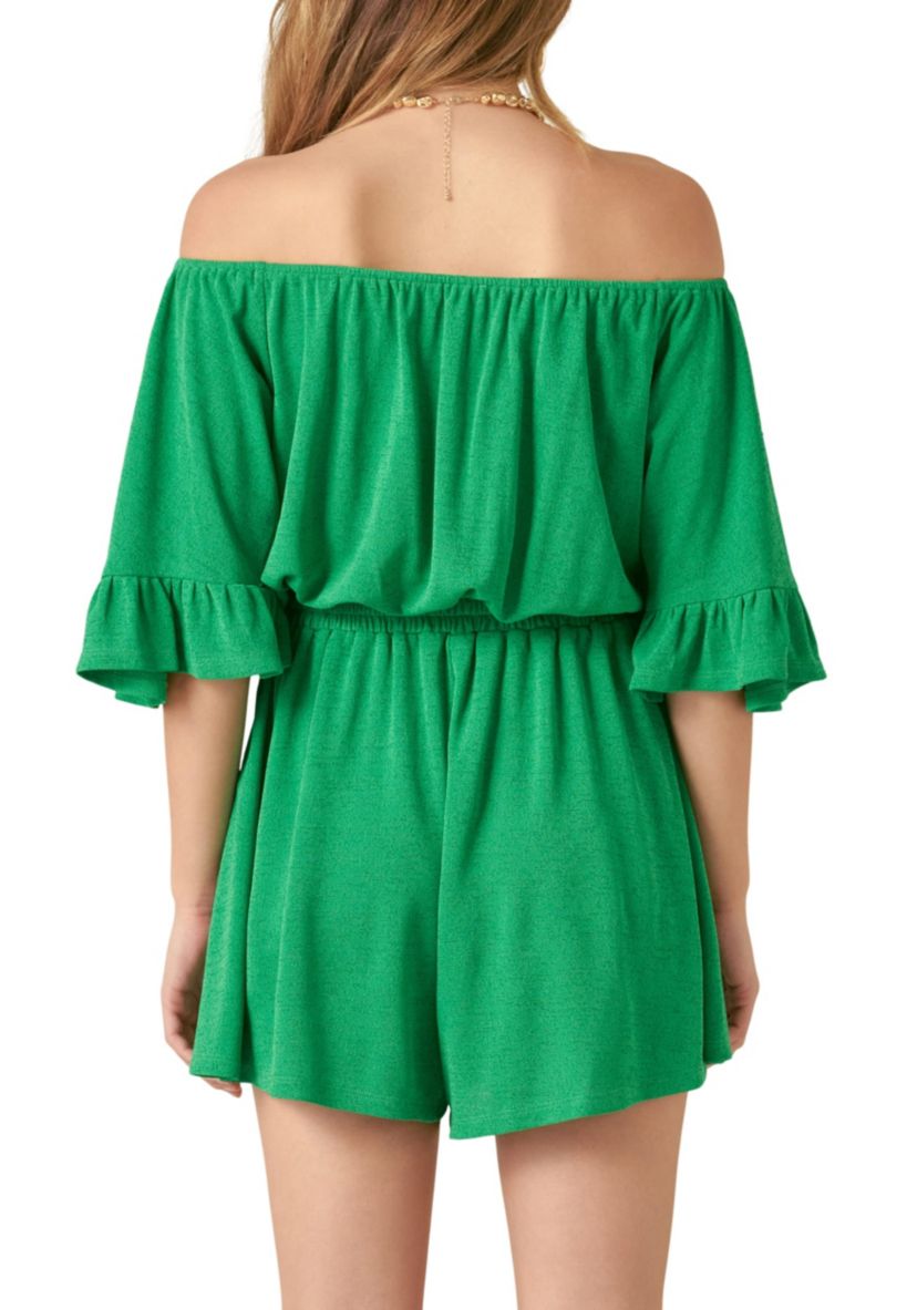 Off the Shoulder Knit Romper