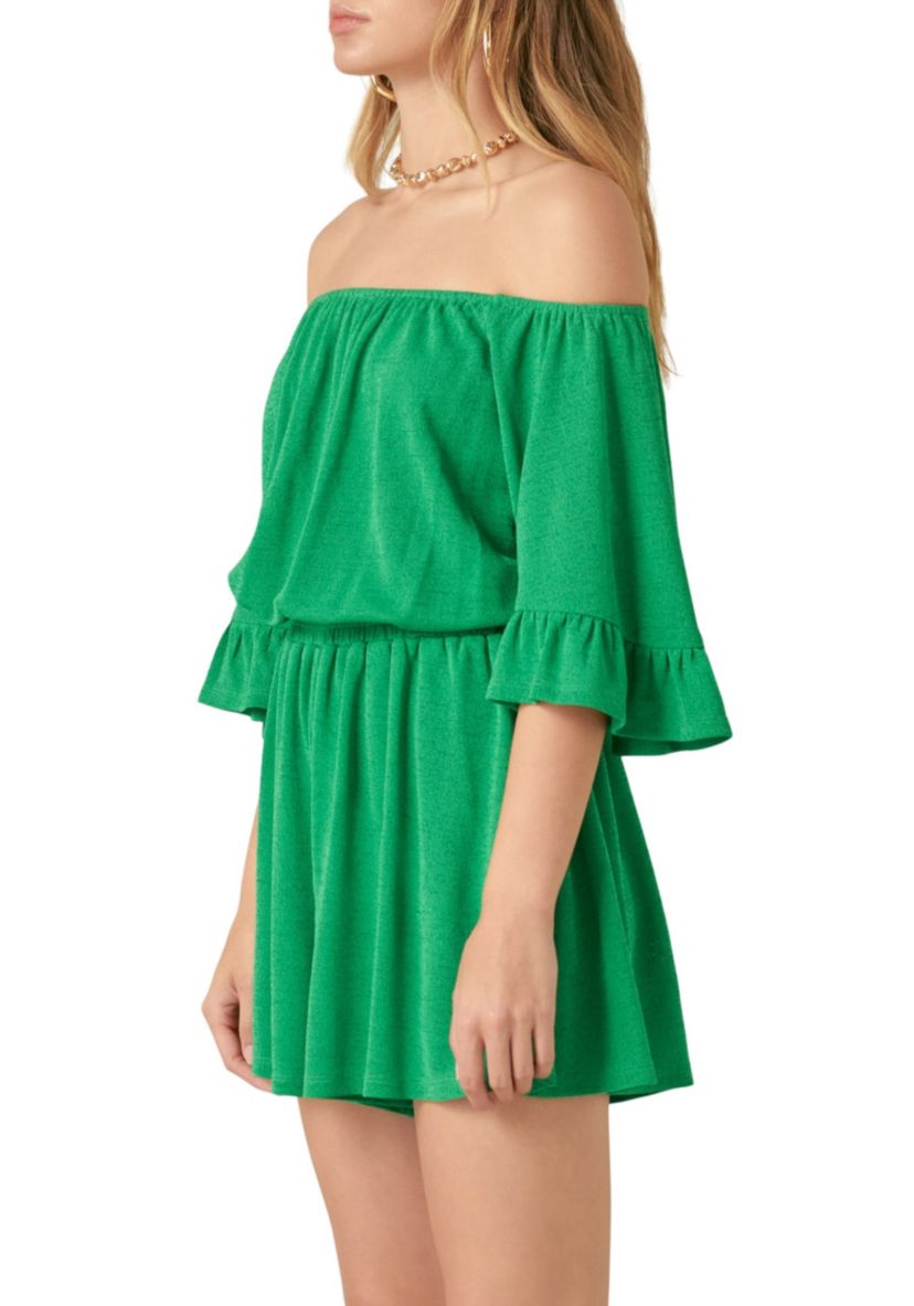 Off the Shoulder Knit Romper