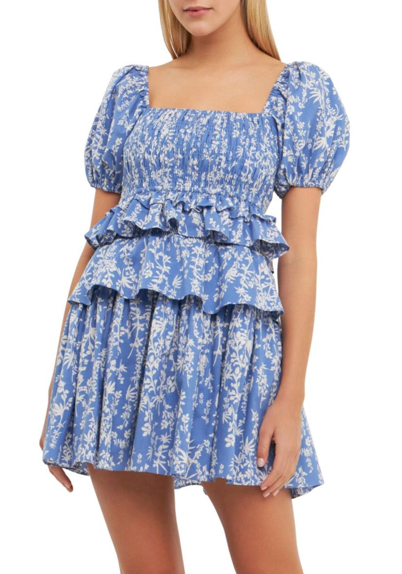 Floral Smocked Tiered Mini Dress