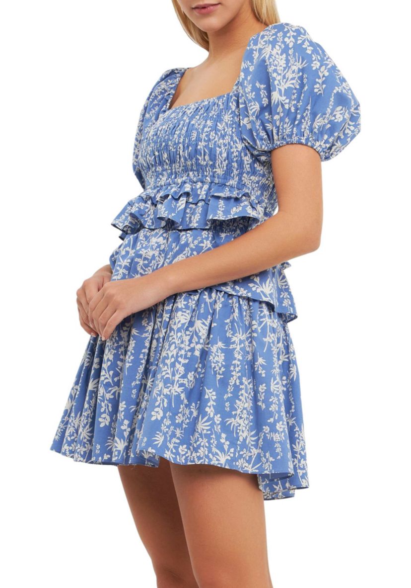 Floral Smocked Tiered Mini Dress