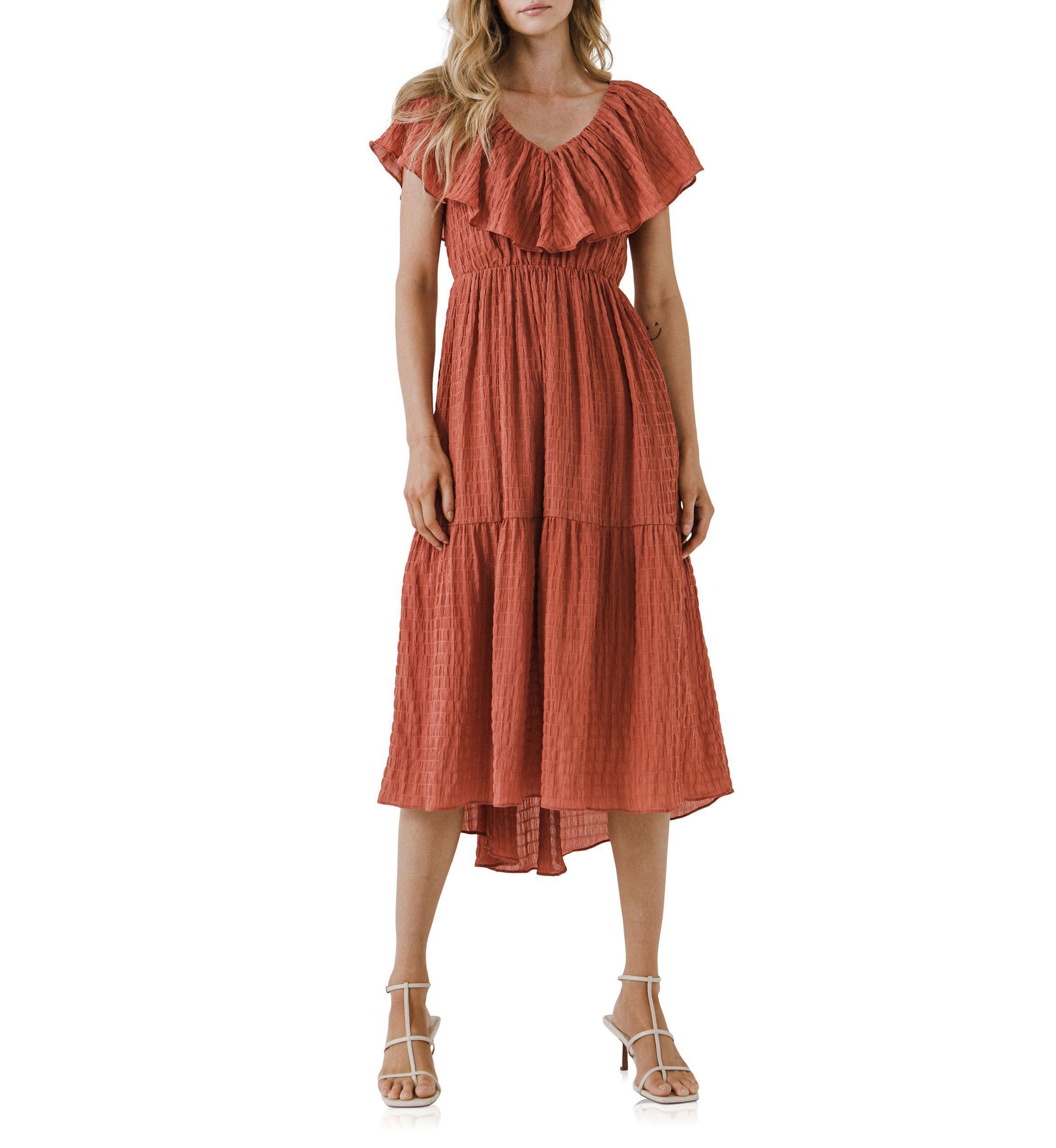 Midi Dress with Ruffle Detail