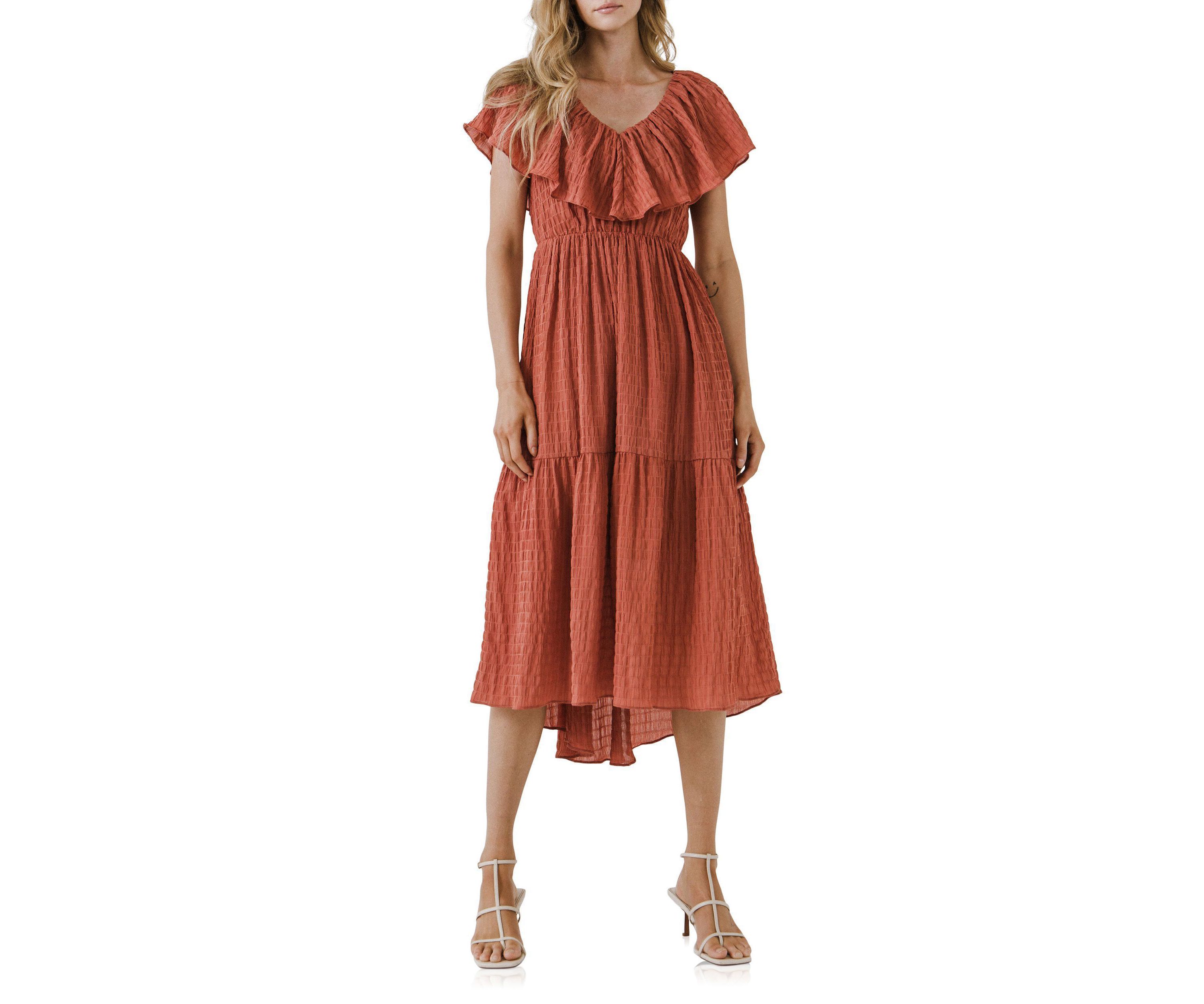 Midi Dress with Ruffle Detail
