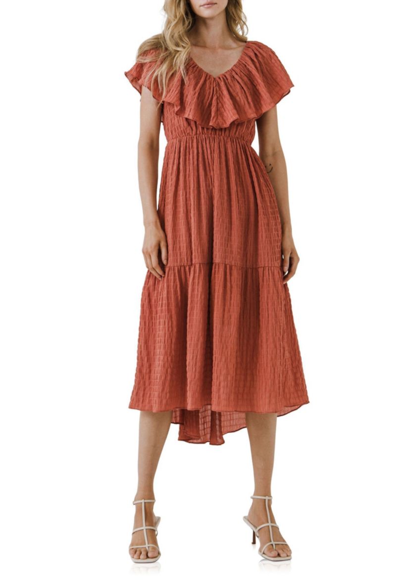 Midi Dress with Ruffle Detail