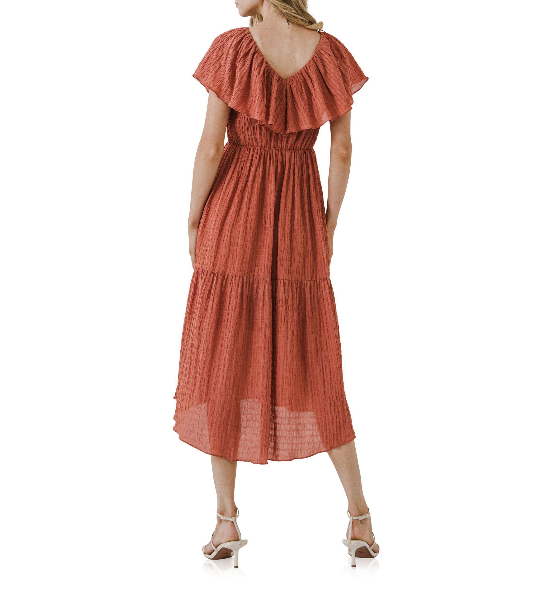 Midi Dress with Ruffle Detail