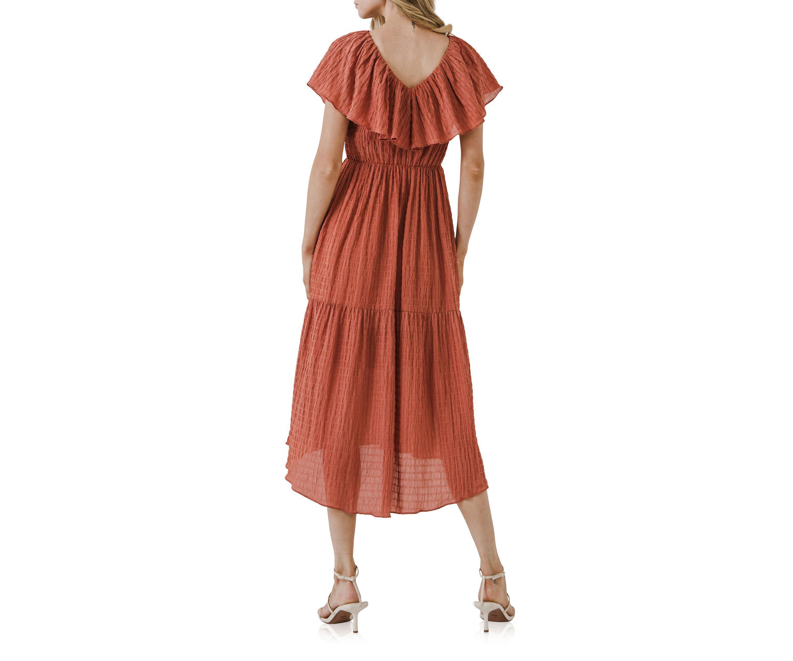 Midi Dress with Ruffle Detail