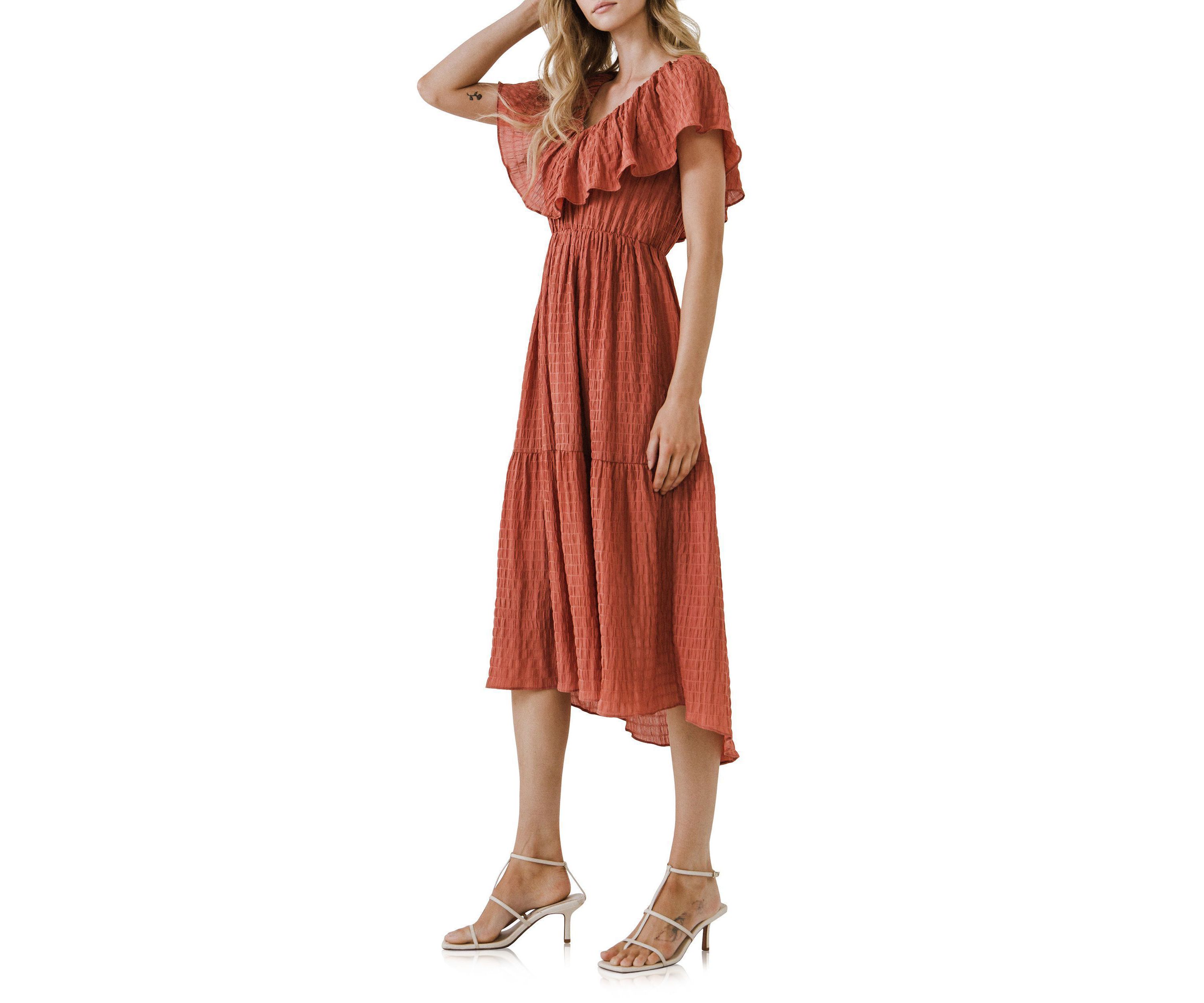 Midi Dress with Ruffle Detail