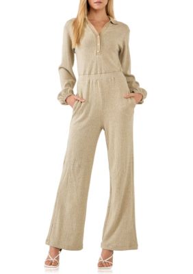 Collared Knit Jumpsuit