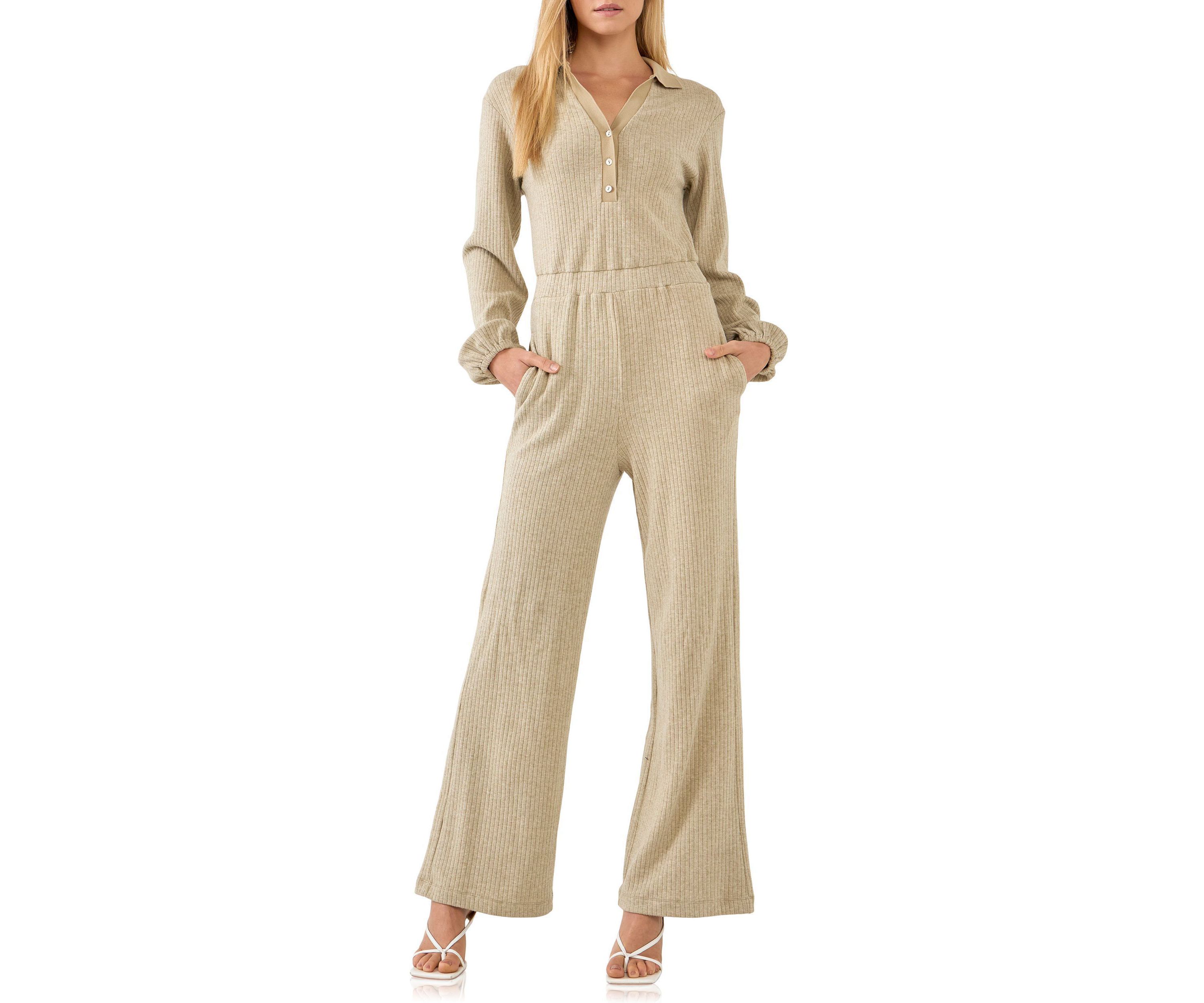 Collared Knit Jumpsuit