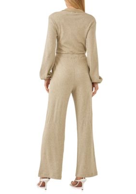 Collared Knit Jumpsuit