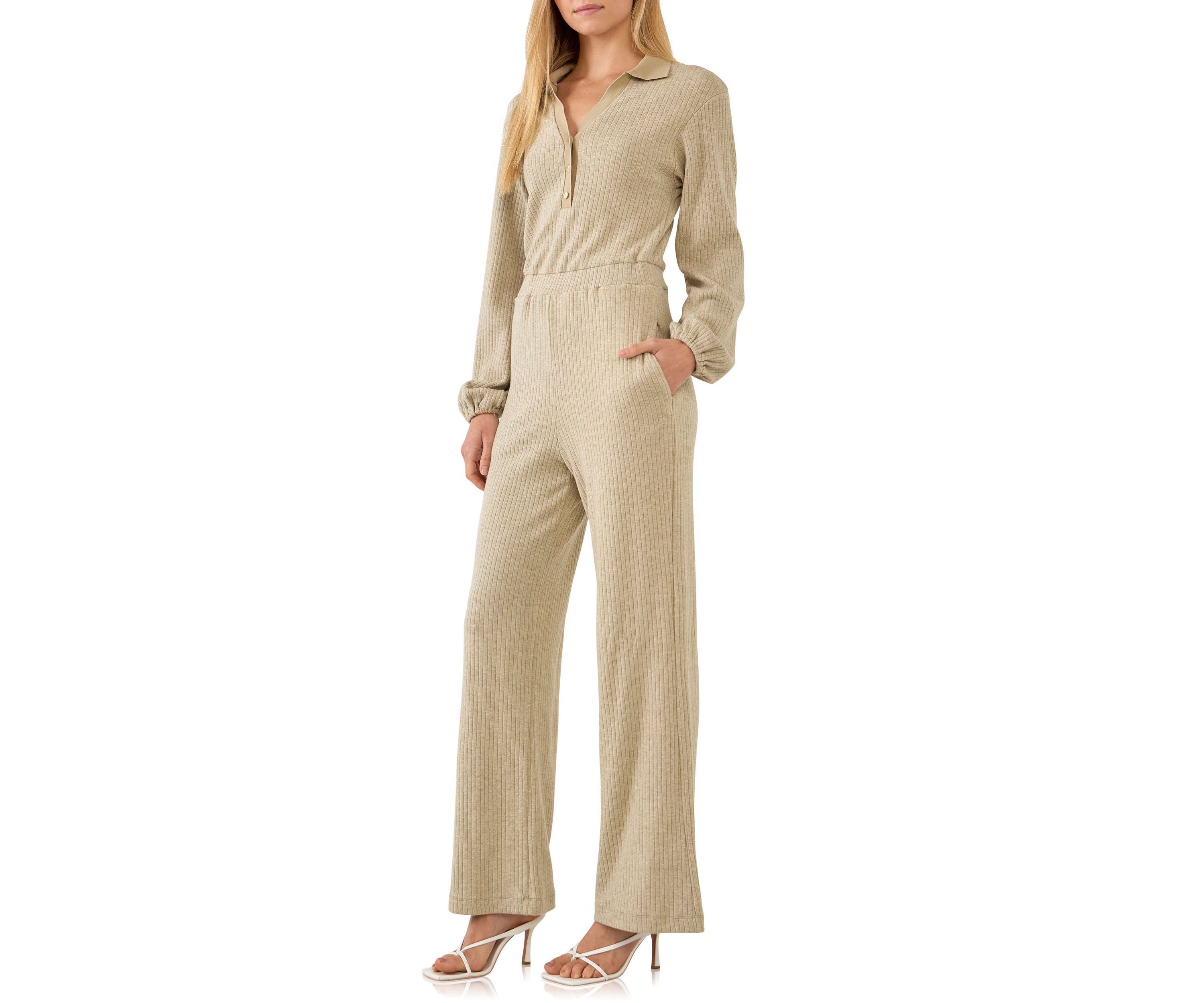 Collared Knit Jumpsuit