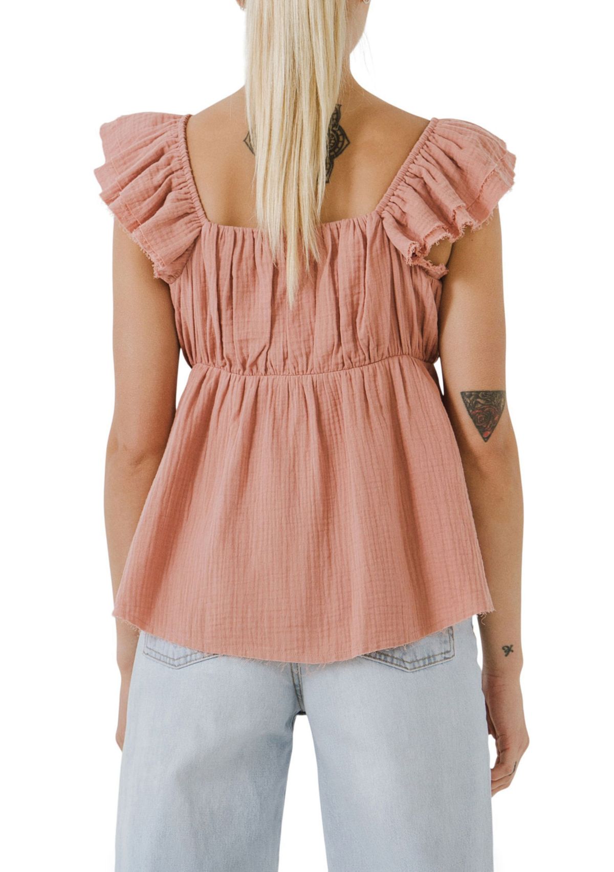 Sweet Heart Neck Raw Edge Top