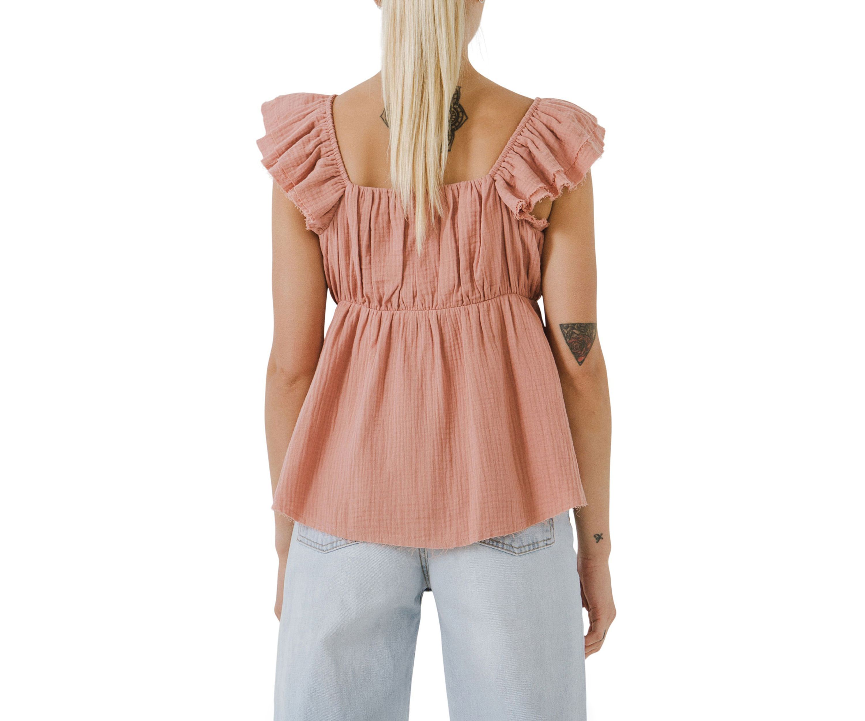Sweet Heart Neck Raw Edge Top