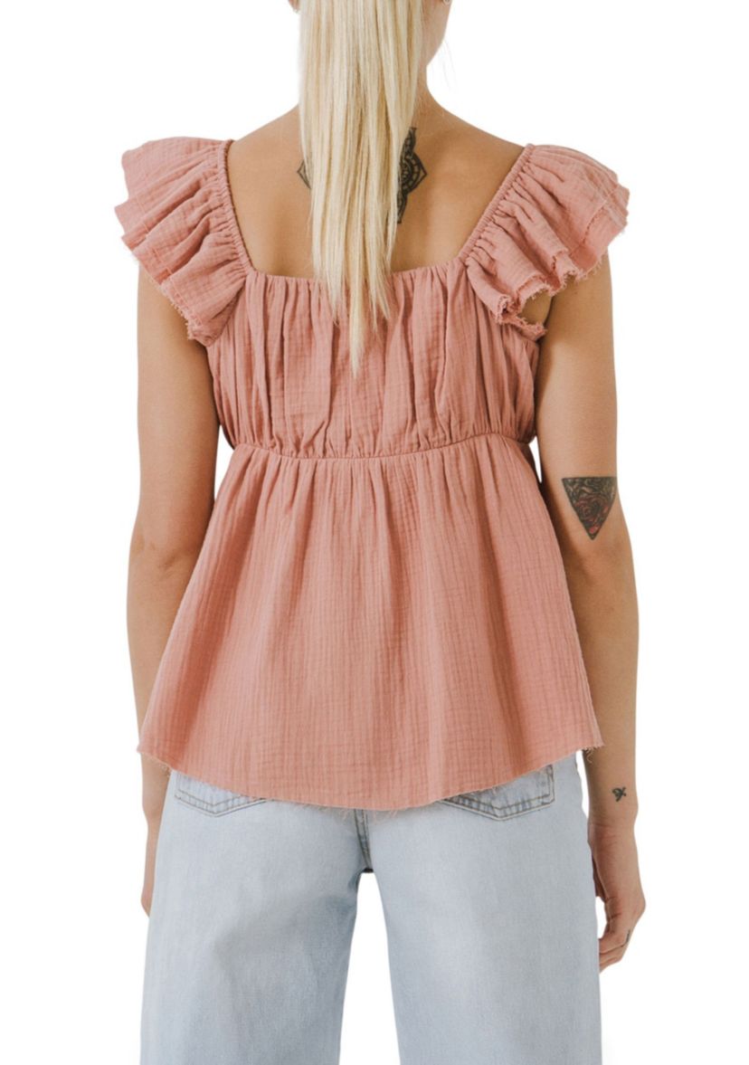 Sweet Heart Neck Raw Edge Top