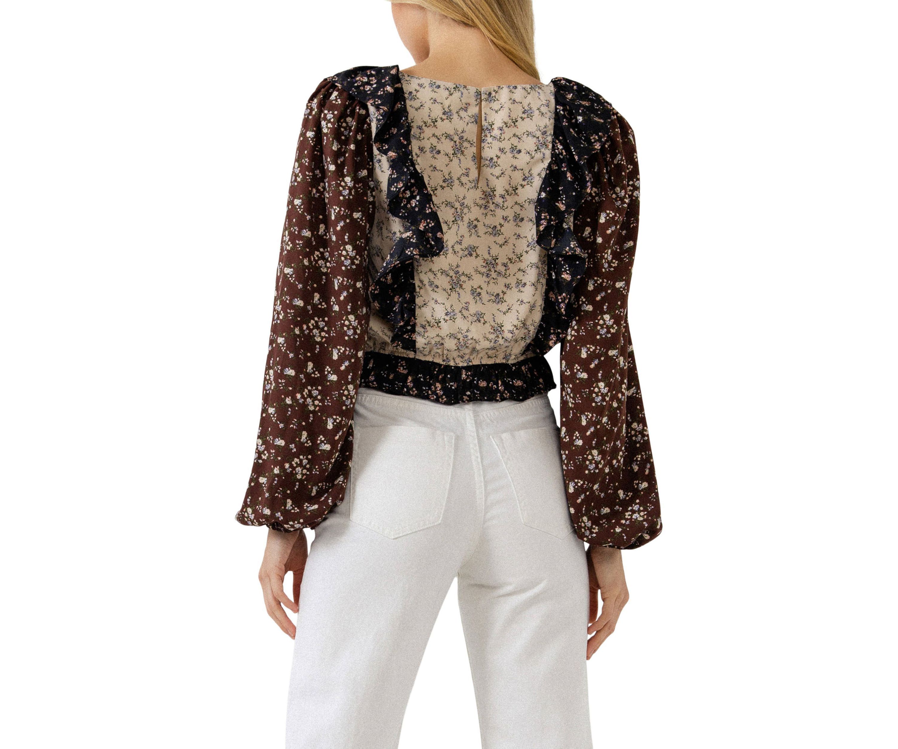 Floral Color block Top