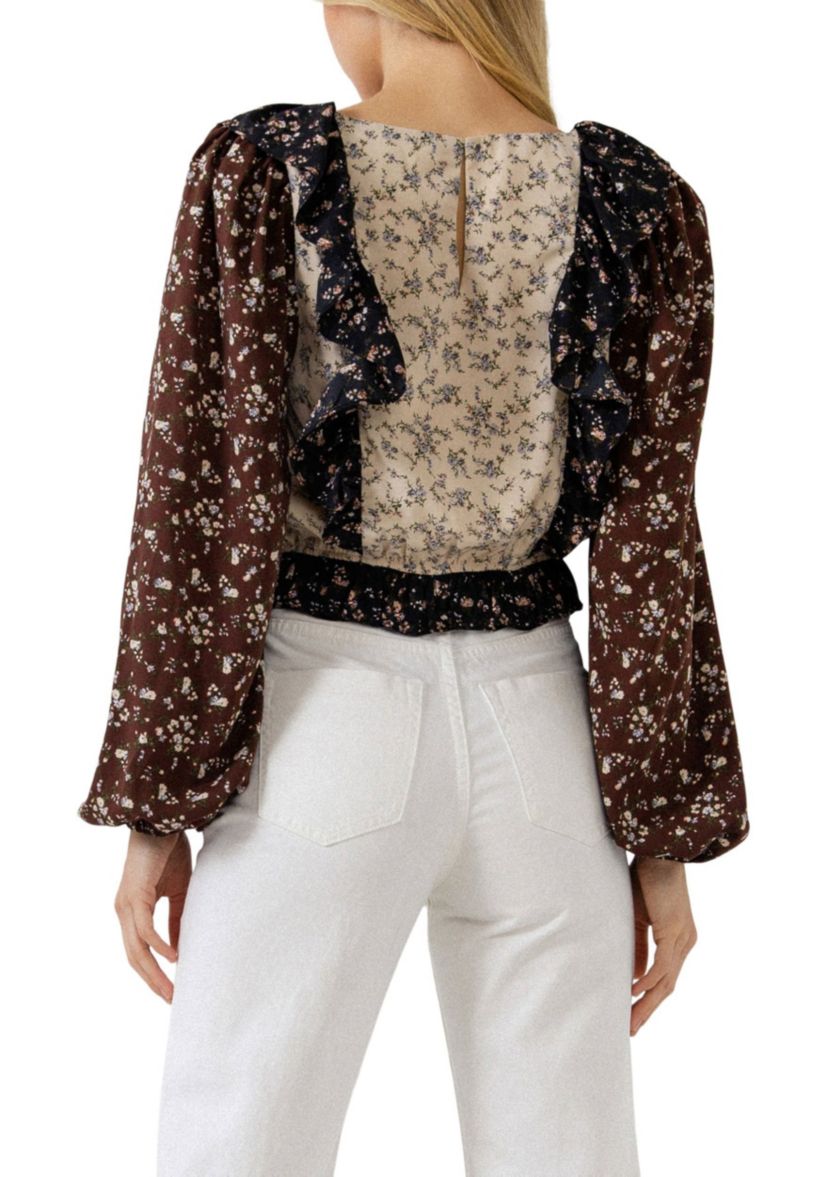 Floral Color block Top