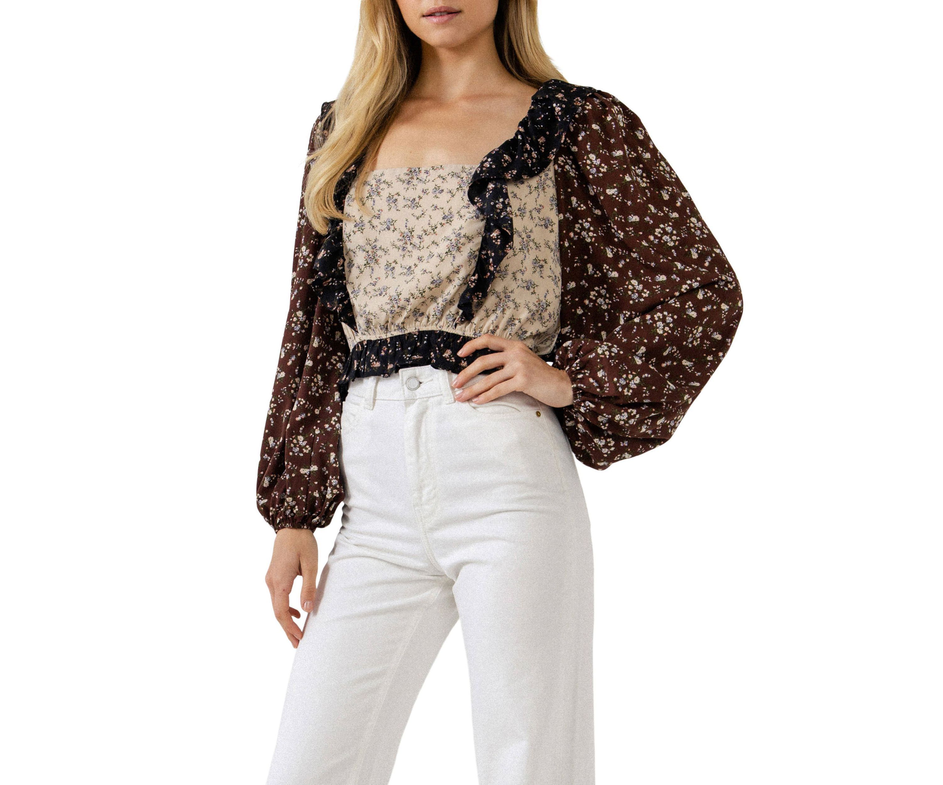 Floral Color block Top