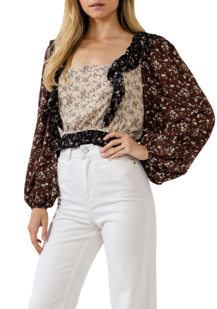 Floral Color block Top