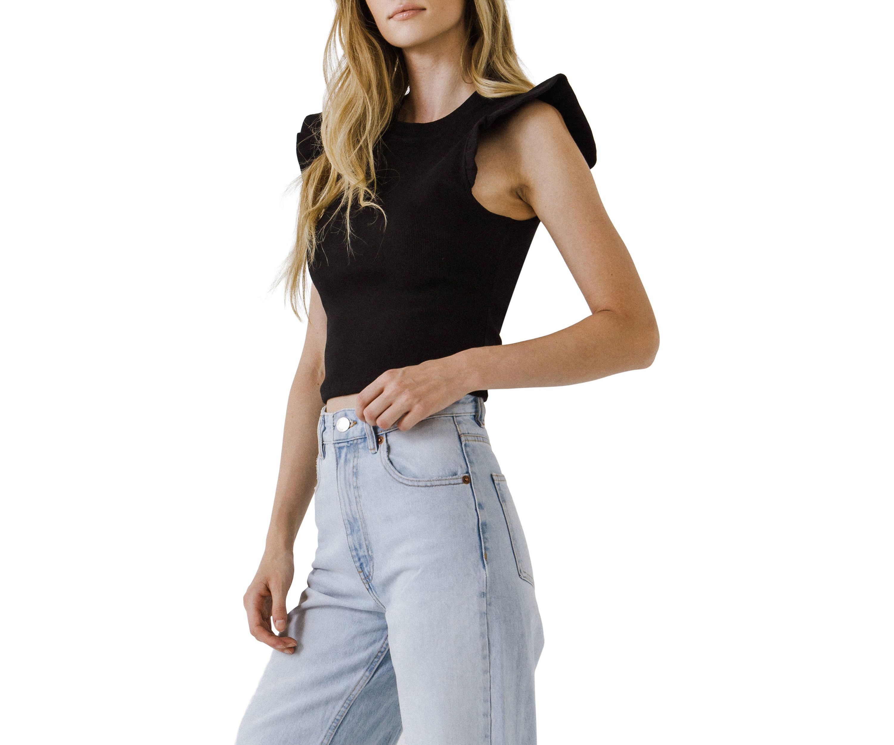 Ruffle Detail Knit Top