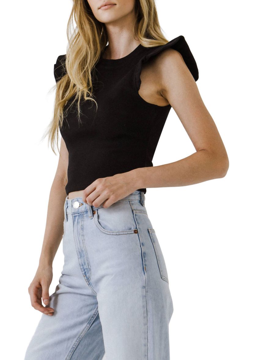 Ruffle Detail Knit Top