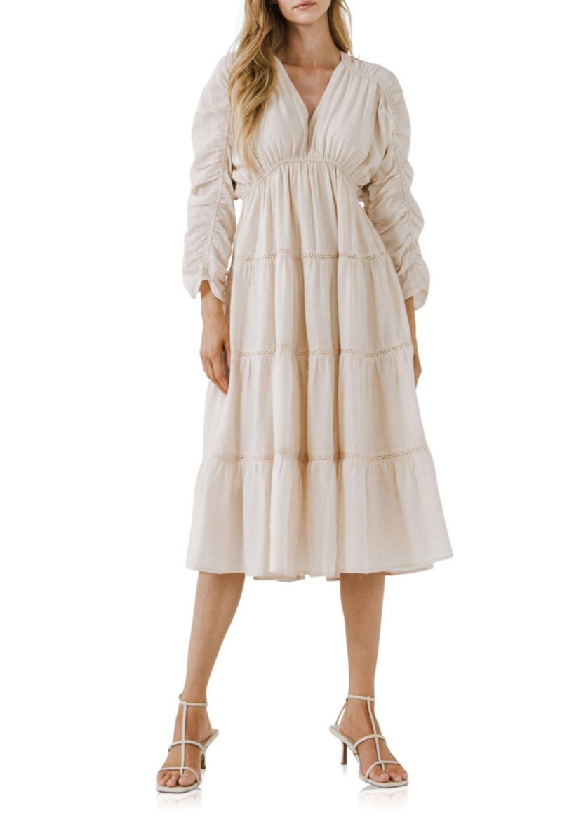 Shirring Detail Midi Dress