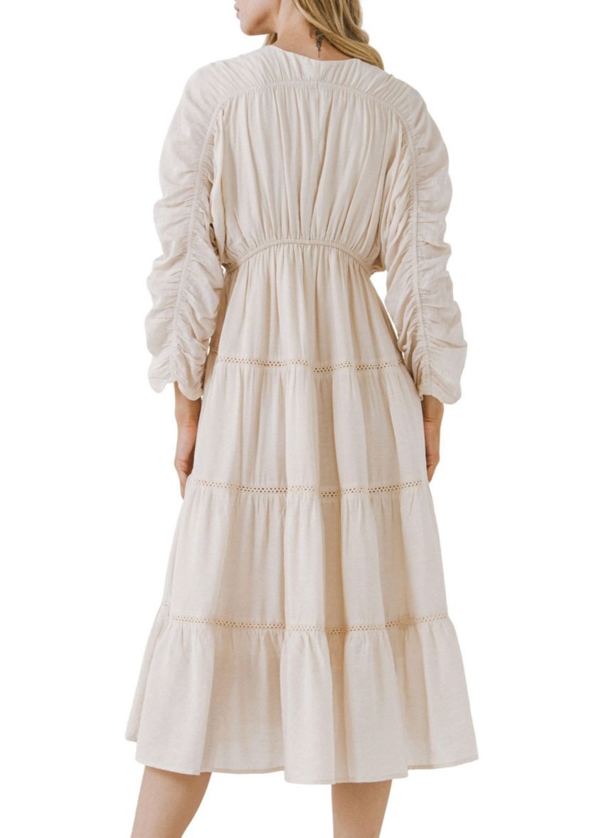 Shirring Detail Midi Dress