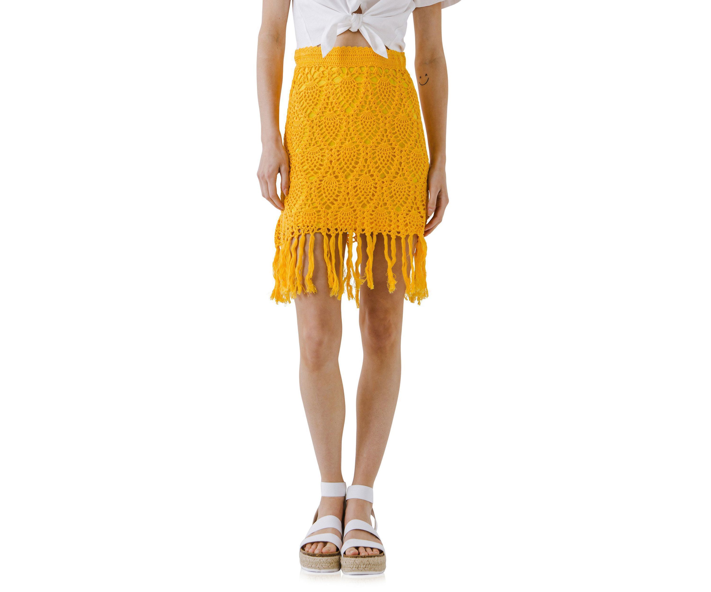 Fringed Hem Skirt