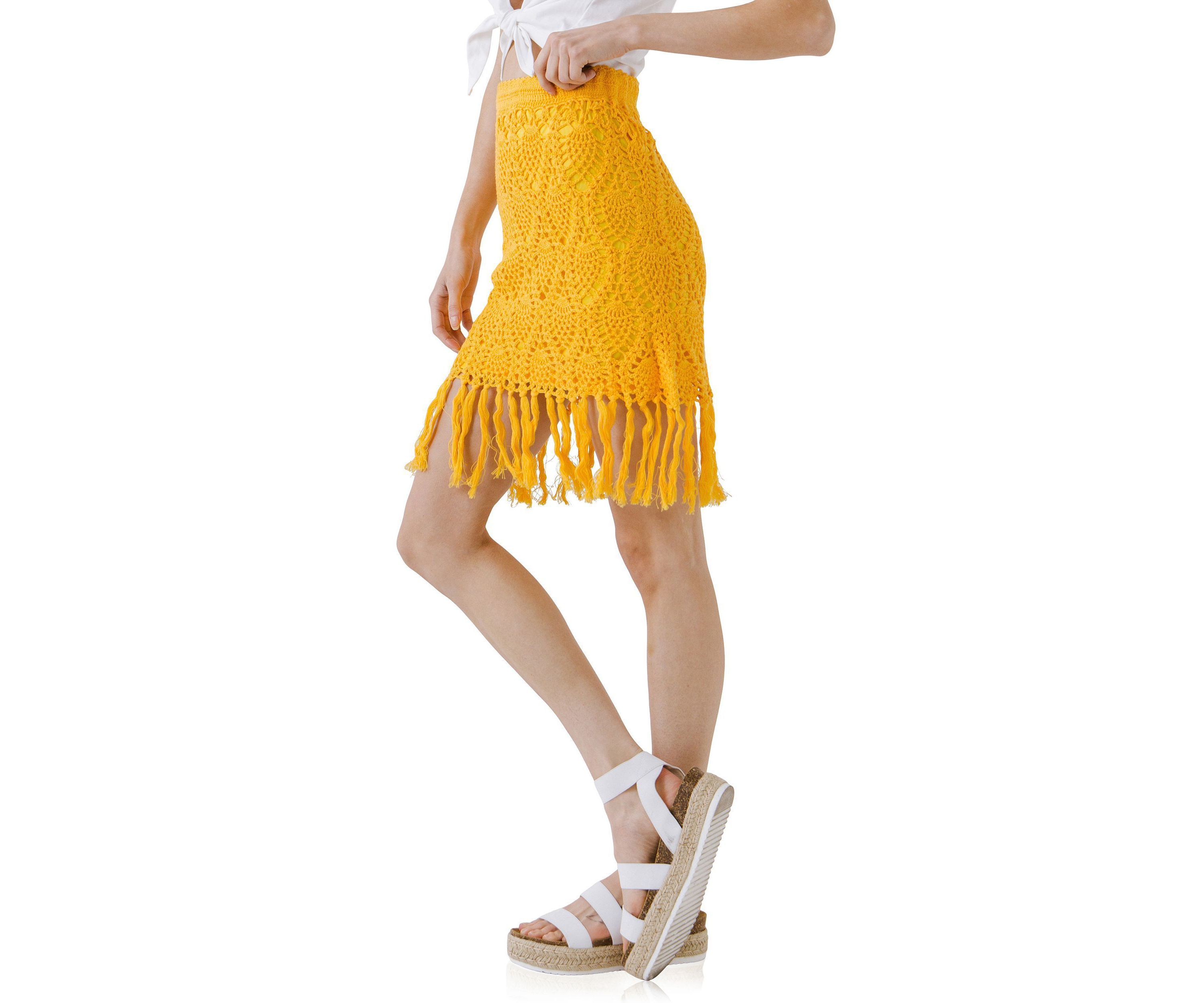 Fringed Hem Skirt