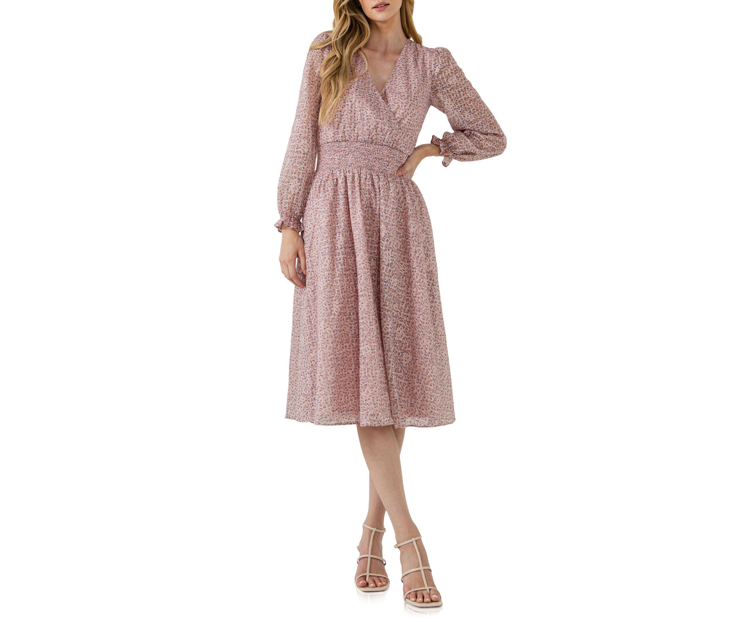 Floral Waist Smocked Midi Dress