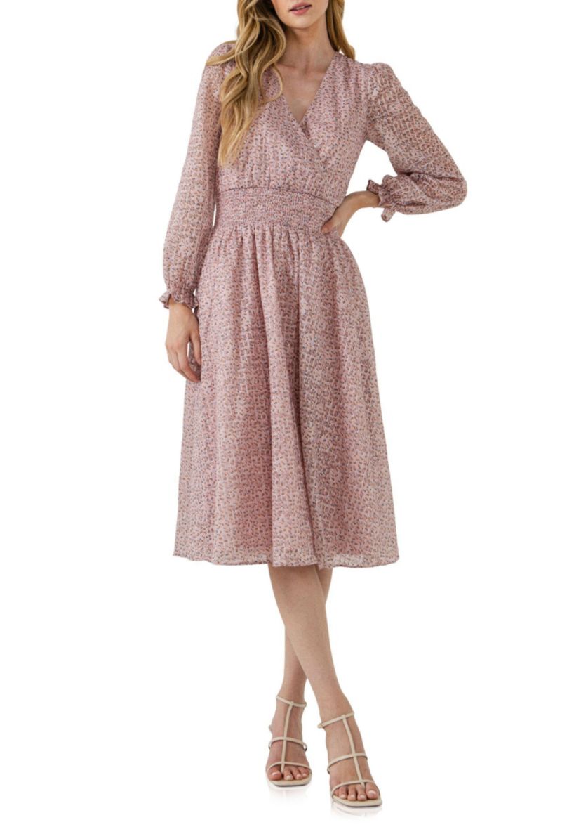 Floral Waist Smocked Midi Dress