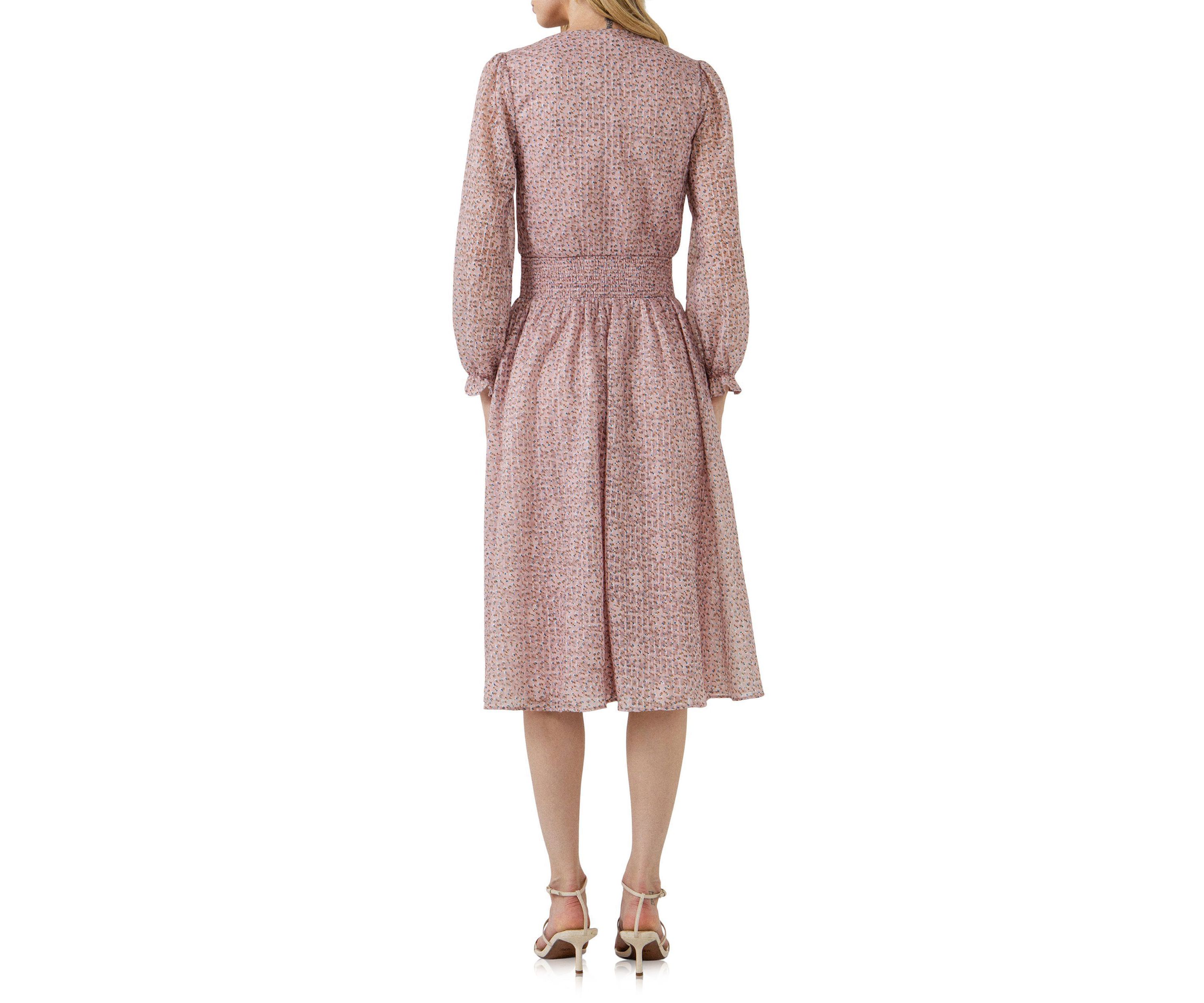 Floral Waist Smocked Midi Dress