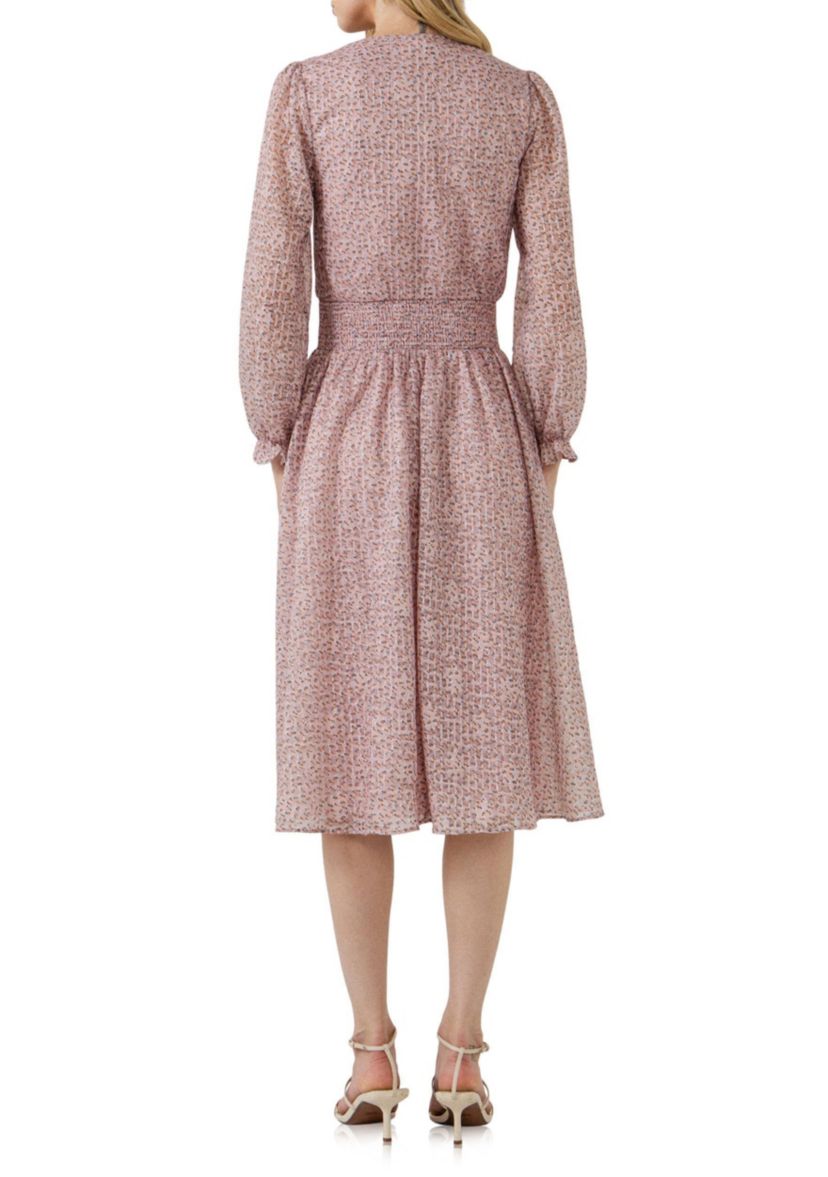 Floral Waist Smocked Midi Dress